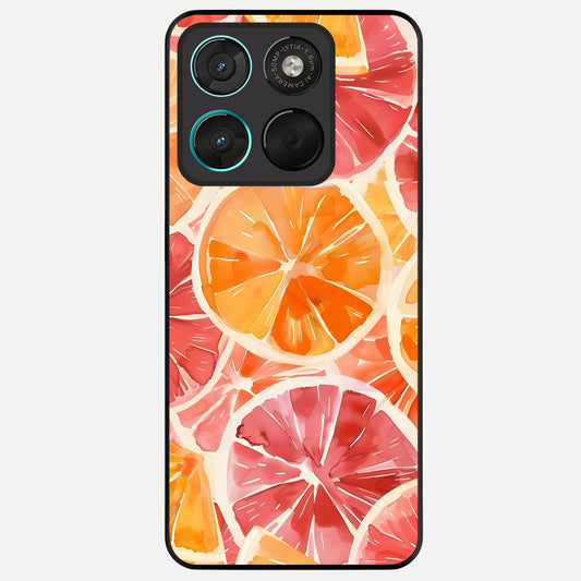 Orange Fruits Pattern Glass Case For Moto G57 Power back cover – full design glossy printed glass finish