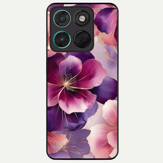  Pink Bouquet Florals Glass Case For Moto G57 Power back cover – full design glossy printed glass finish