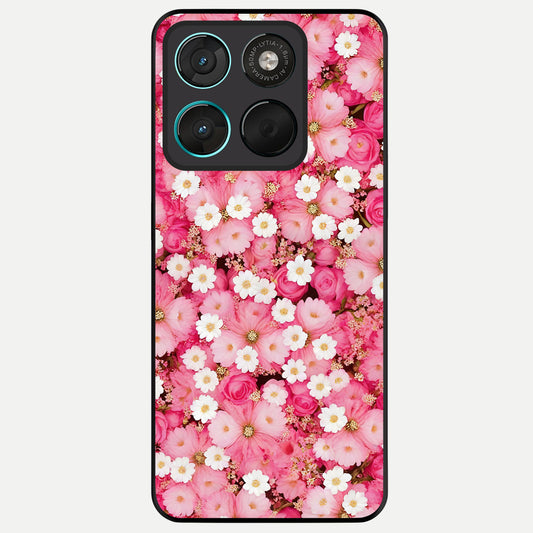  Pink Daisy Bliss Glass Case For Moto G57 Power back cover – full design glossy printed glass finish