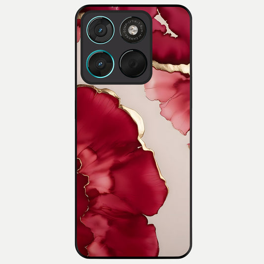  Pink And White Marble Glass Case For Moto G57 Power back cover – full design glossy printed glass finish