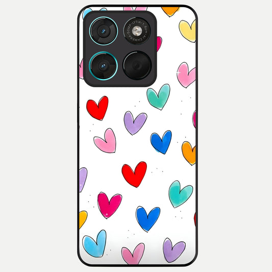 Playful Love Doodles Glass Case For Moto G57 Power back cover – full design glossy printed glass finish