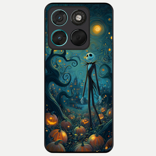 Pumpkin Moon Night Glass Case For Moto G57 Power back cover – full design glossy printed glass finish