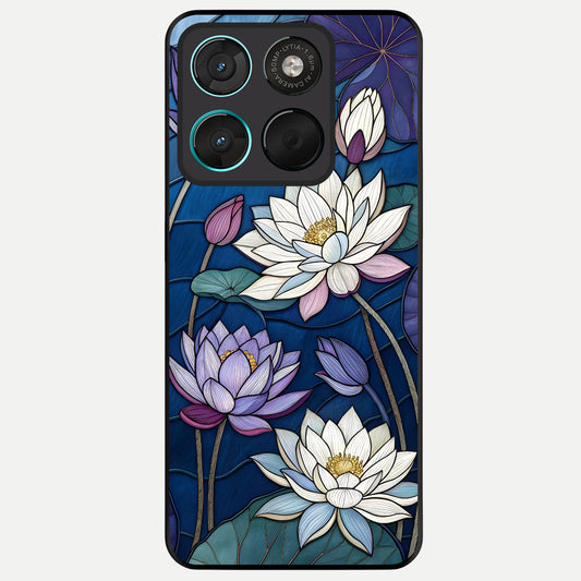  Purple Lotus Stained Glass Case For Moto G57 Power back cover – full design glossy printed glass finish