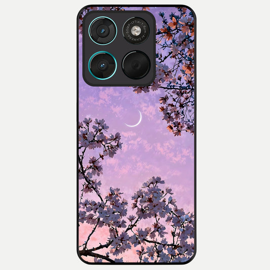  Purple Serenity Moon Glass Case For Moto G57 Power back cover – full design glossy printed glass finish