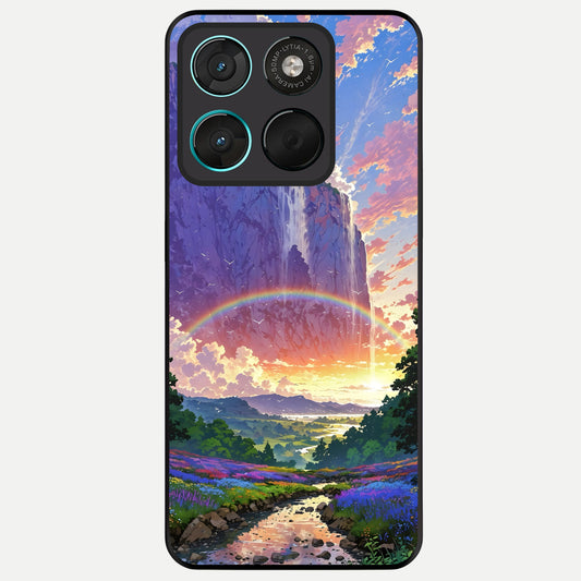  Rainbow Valley Dream Glass Case For Moto G57 Power back cover – full design glossy printed glass finish