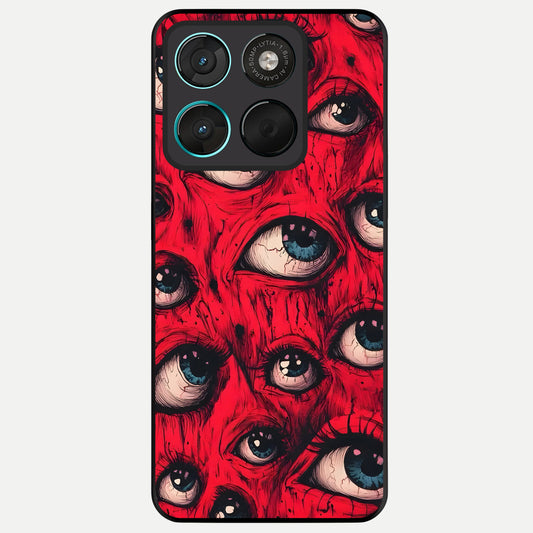  Red Eyes Pattern Glass Case For Moto G57 Power back cover – full design glossy printed glass finish