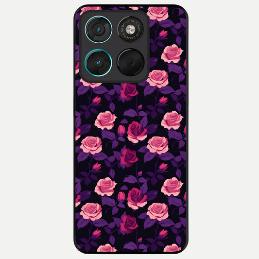  Rose Garden Twilight Glass Case For Moto G57 Power back cover – full design glossy printed glass finish