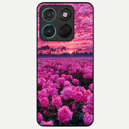  Rose Sunset Valley Glass Case For Moto G57 Power back cover – full design glossy printed glass finish