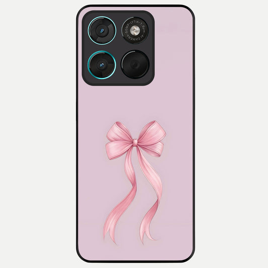  Soft Blush Bow Glass Case For Moto G57 Power back cover – full design glossy printed glass finish