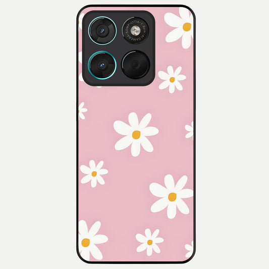  Soft Daisy Bliss Glass Case For Moto G57 Power back cover – full design glossy printed glass finish