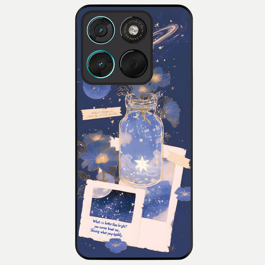  Starlit Cosmic Jar Glass Case For Moto G57 Power back cover – full design glossy printed glass finish