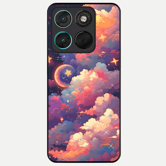  Starlit Dream Clouds Glass Case For Moto G57 Power back cover – full design glossy printed glass finish