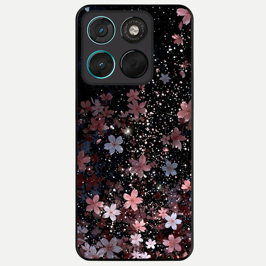  Starlit Flower Dreams Glass Case For Moto G57 Power back cover – full design glossy printed glass finish