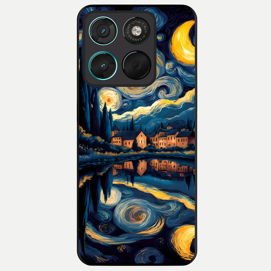  Starry Sky Serenity Glass Case For Moto G57 Power back cover – full design glossy printed glass finish