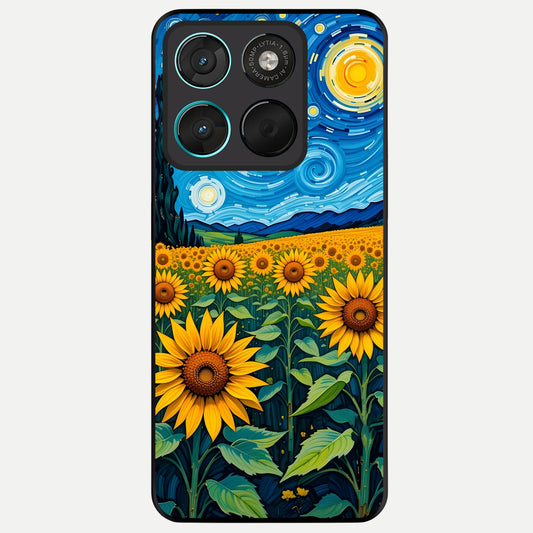  Starry Sunflower Dreams Glass Case For Moto G57 Power back cover – full design glossy printed glass finish