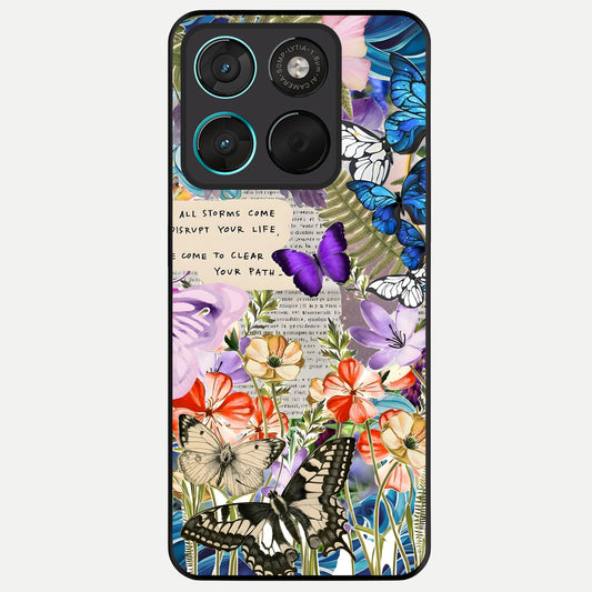  Storm Path Bloom Glass Case For Moto G57 Power back cover – full design glossy printed glass finish