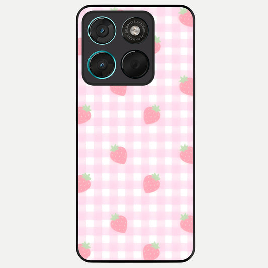  Strawberry Picnic Love Glass Case For Moto G57 Power back cover – full design glossy printed glass finish