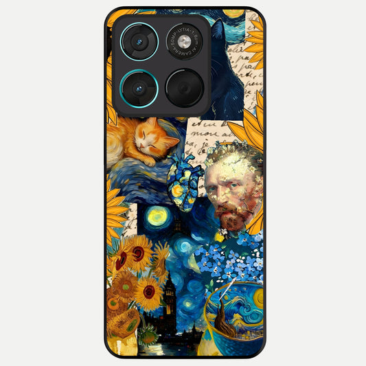  Sunflower Chic Mood Custom Name Glass Case For Moto G57 Power back cover – full design glossy printed glass finish