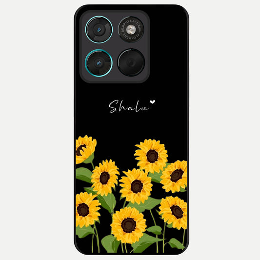  Sunflower Sky Bloom Glass Case For Moto G57 Power back cover – full design glossy printed glass finish