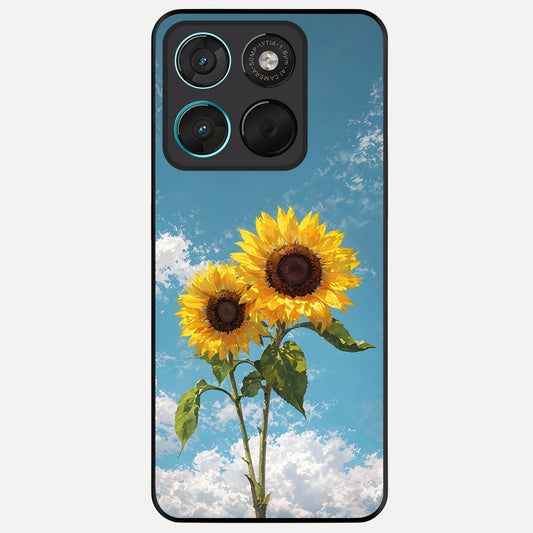  Sunlit Daisy Glow Glass Case For Moto G57 Power back cover – full design glossy printed glass finish