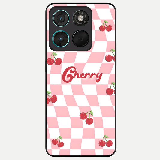  Sweet Cherry Vibes Glass Case For Moto G57 Power back cover – full design glossy printed glass finish
