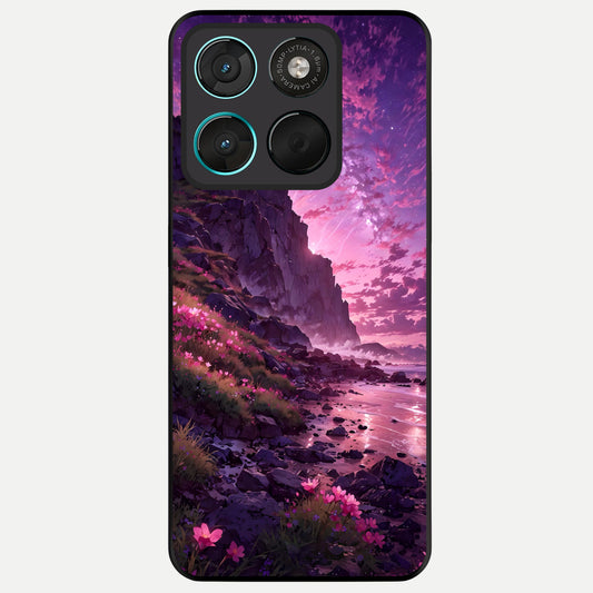  Twilight Blossom Coast Glass Case For Moto G57 Power back cover – full design glossy printed glass finish