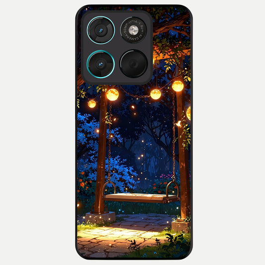  Twilight Garden Swing Glass Case For Moto G57 Power back cover – full design glossy printed glass finish