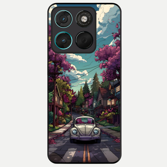  Vintage Street Drive Glass Case For Moto G57 Power back cover – full design glossy printed glass finish
