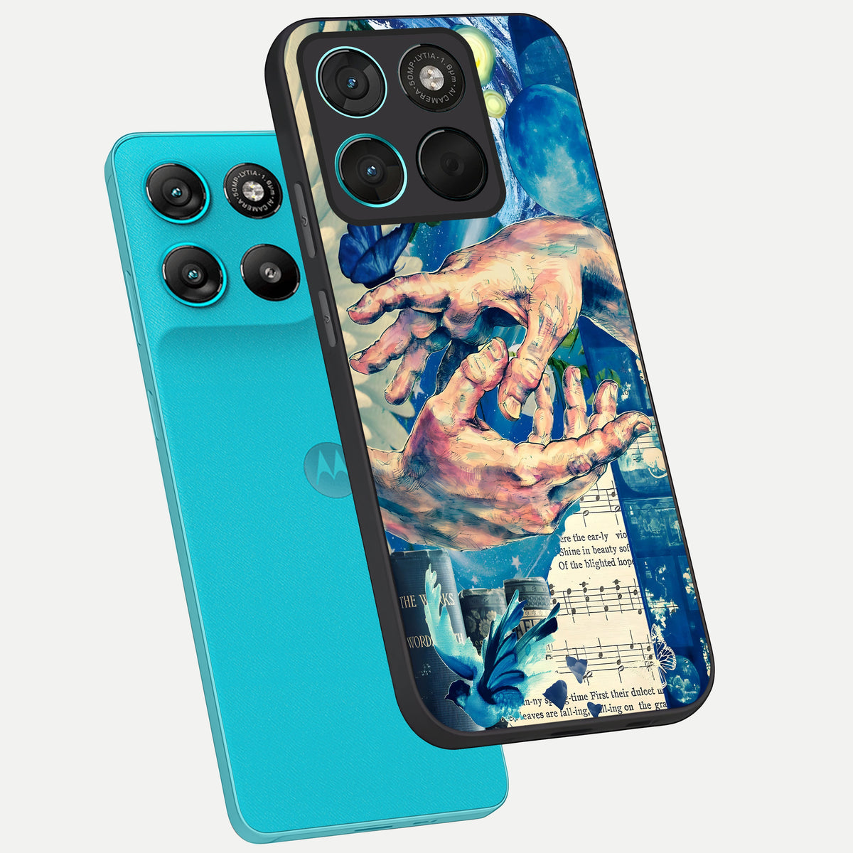  Aesthetic Divider phone case For Moto G57 Power showing premium glass back cover with detailed artwork