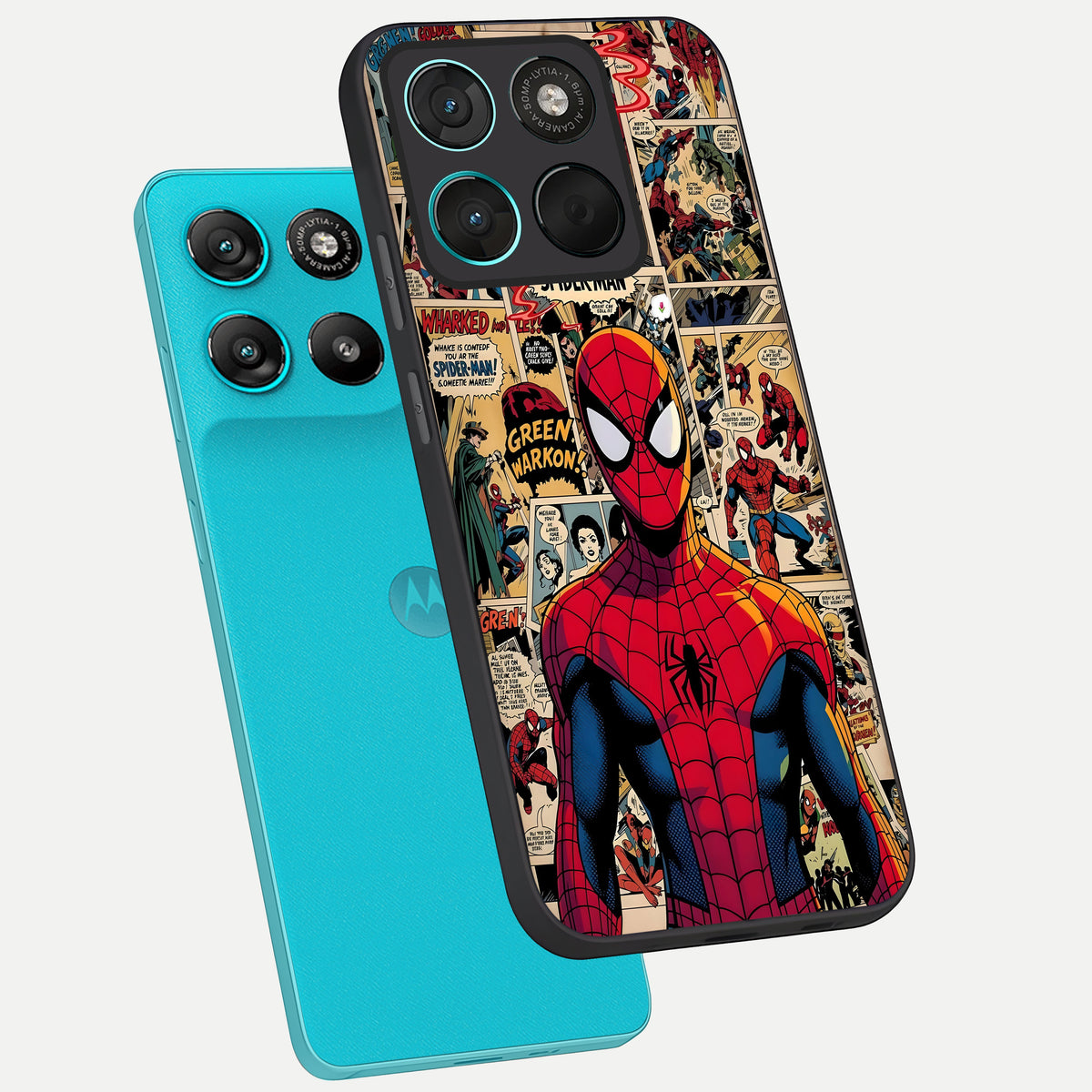 Aesthetic Spider phone case For Moto G57 Power showing premium glass back cover with detailed artwork