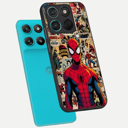  Aesthetic Spider phone case For Moto G57 Power showing premium glass back cover with detailed artwork