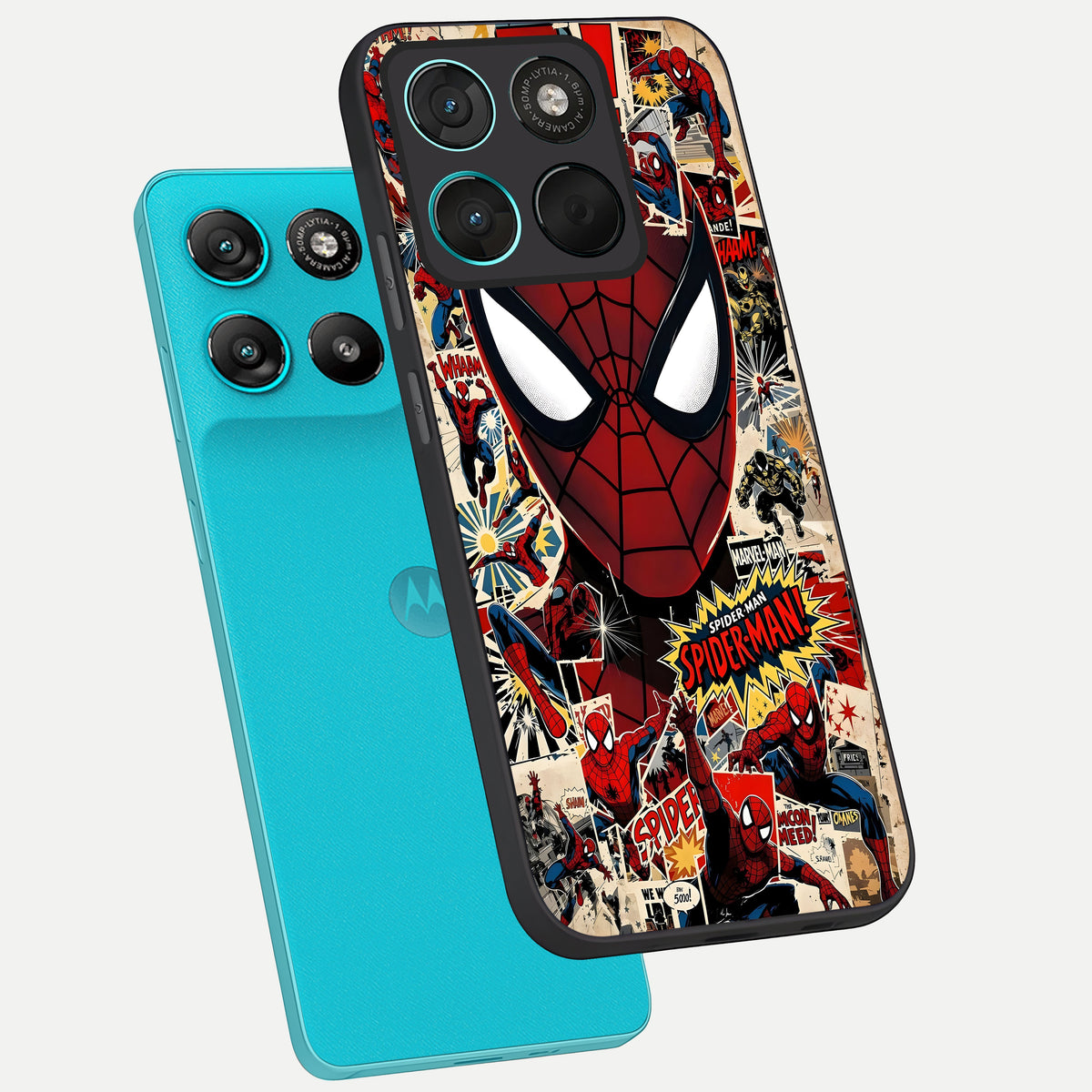  Aesthetic Wonder Spider phone case For Moto G57 Power showing premium glass back cover with detailed artwork