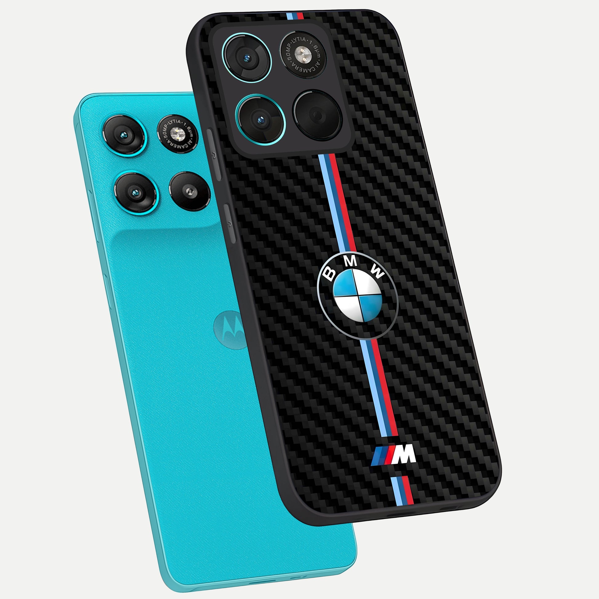  BMW Pattern phone case For Moto G57 Power showing premium glass back cover with detailed artwork