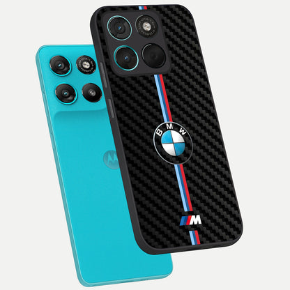  BMW Pattern phone case For Moto G57 Power showing premium glass back cover with detailed artwork