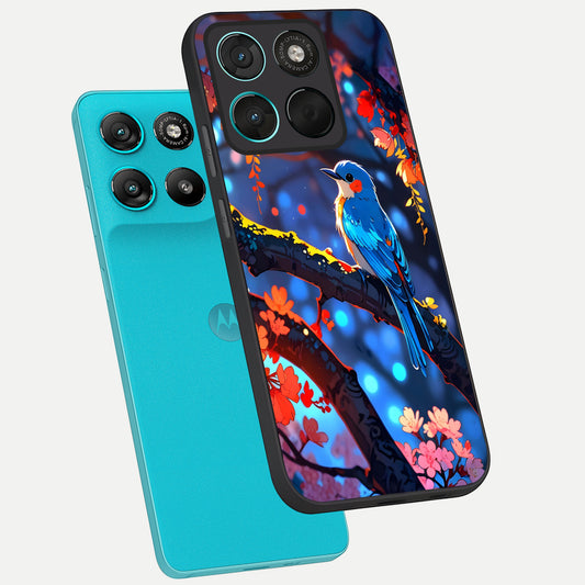  Blooming Water Drift phone case For Moto G57 Power showing premium glass back cover with detailed artwork