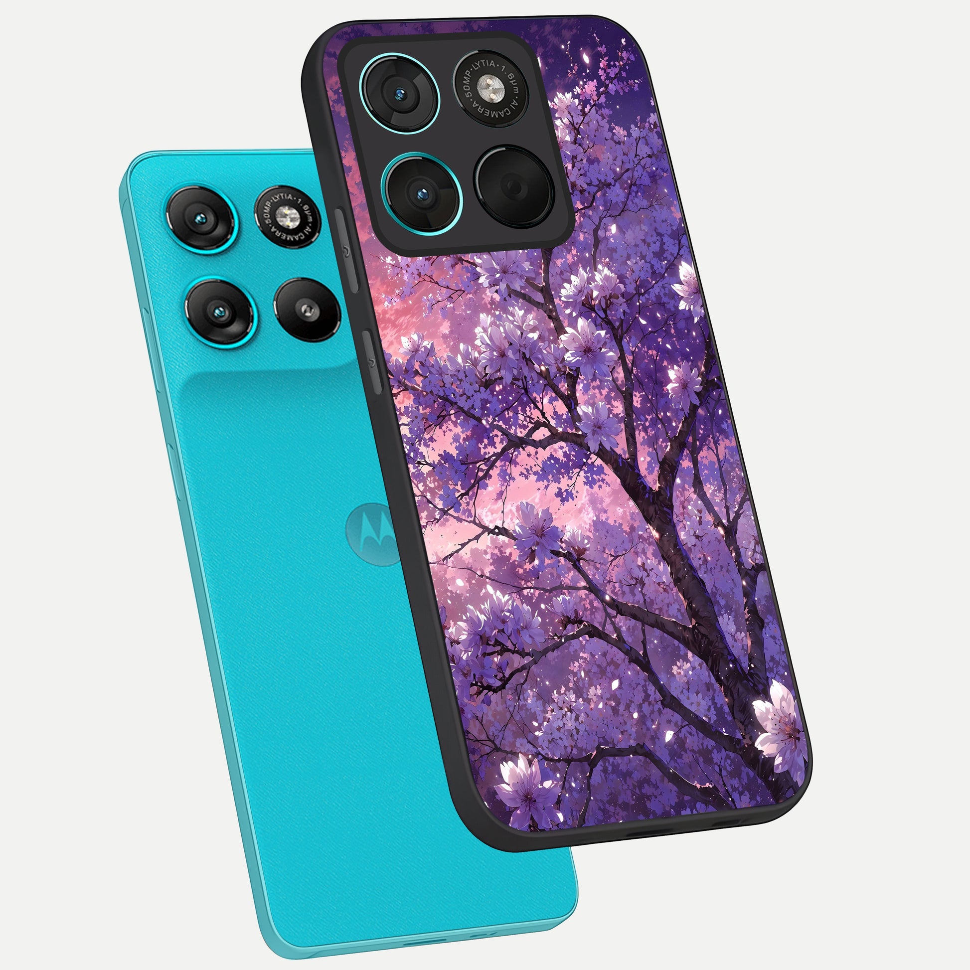  Blossom Tree phone case For Moto G57 Power showing premium glass back cover with detailed artwork
