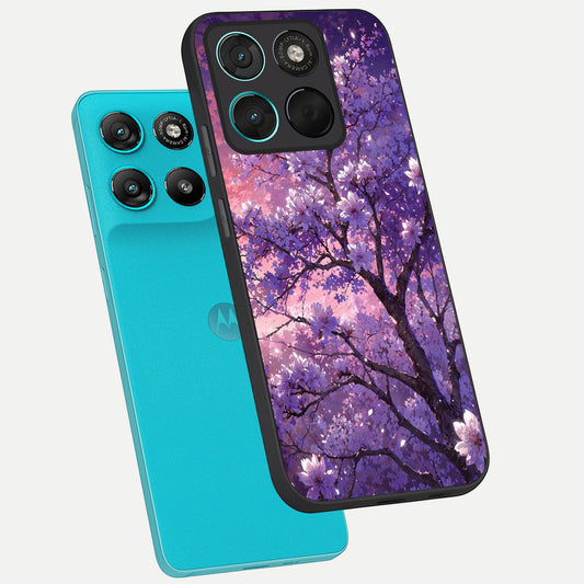 Blossom Tree phone case For Moto G57 Power showing premium glass back cover with detailed artwork