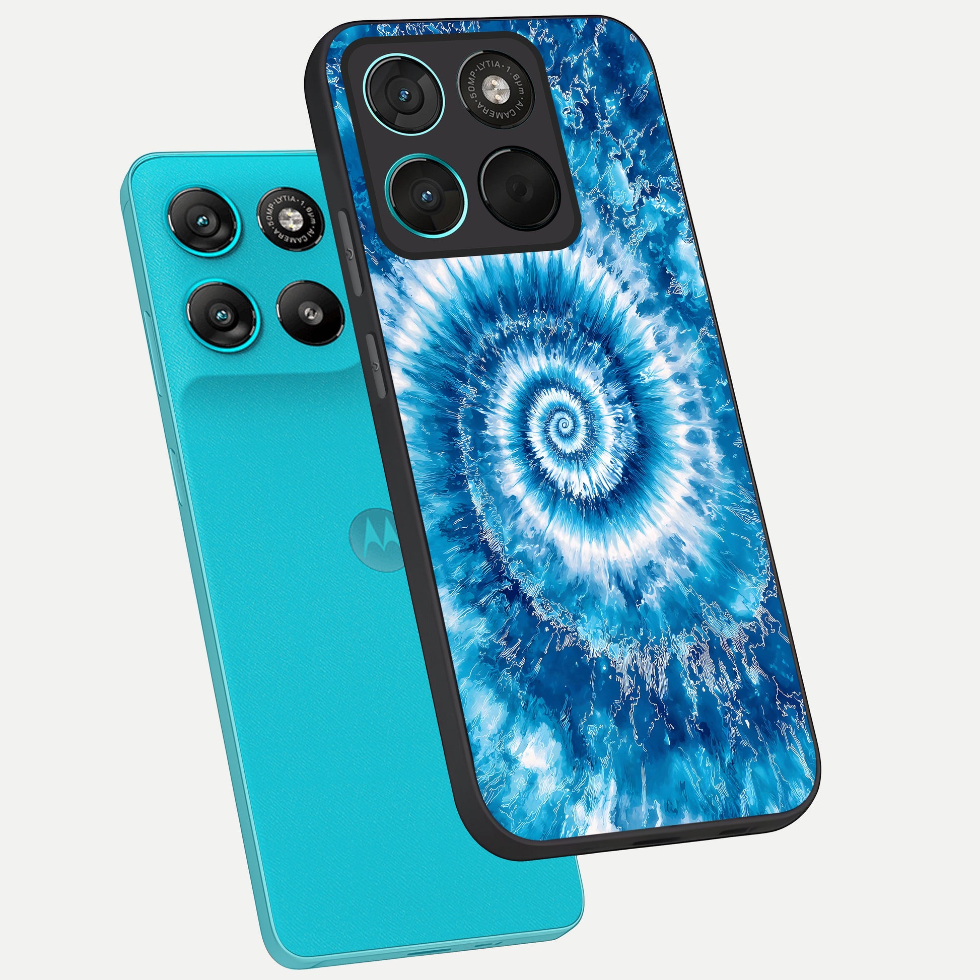  Blue Galaxy Wave phone case For Moto G57 Power showing premium glass back cover with detailed artwork