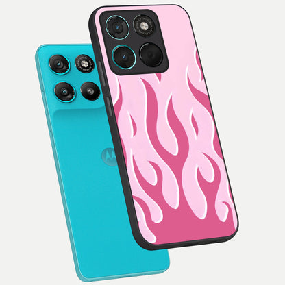  Blush Flame Energy phone case For Moto G57 Power showing premium glass back cover with detailed artwork
