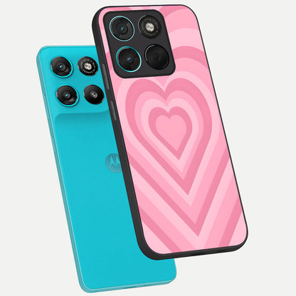  Blush Heart Waves phone case For Moto G57 Power showing premium glass back cover with detailed artwork