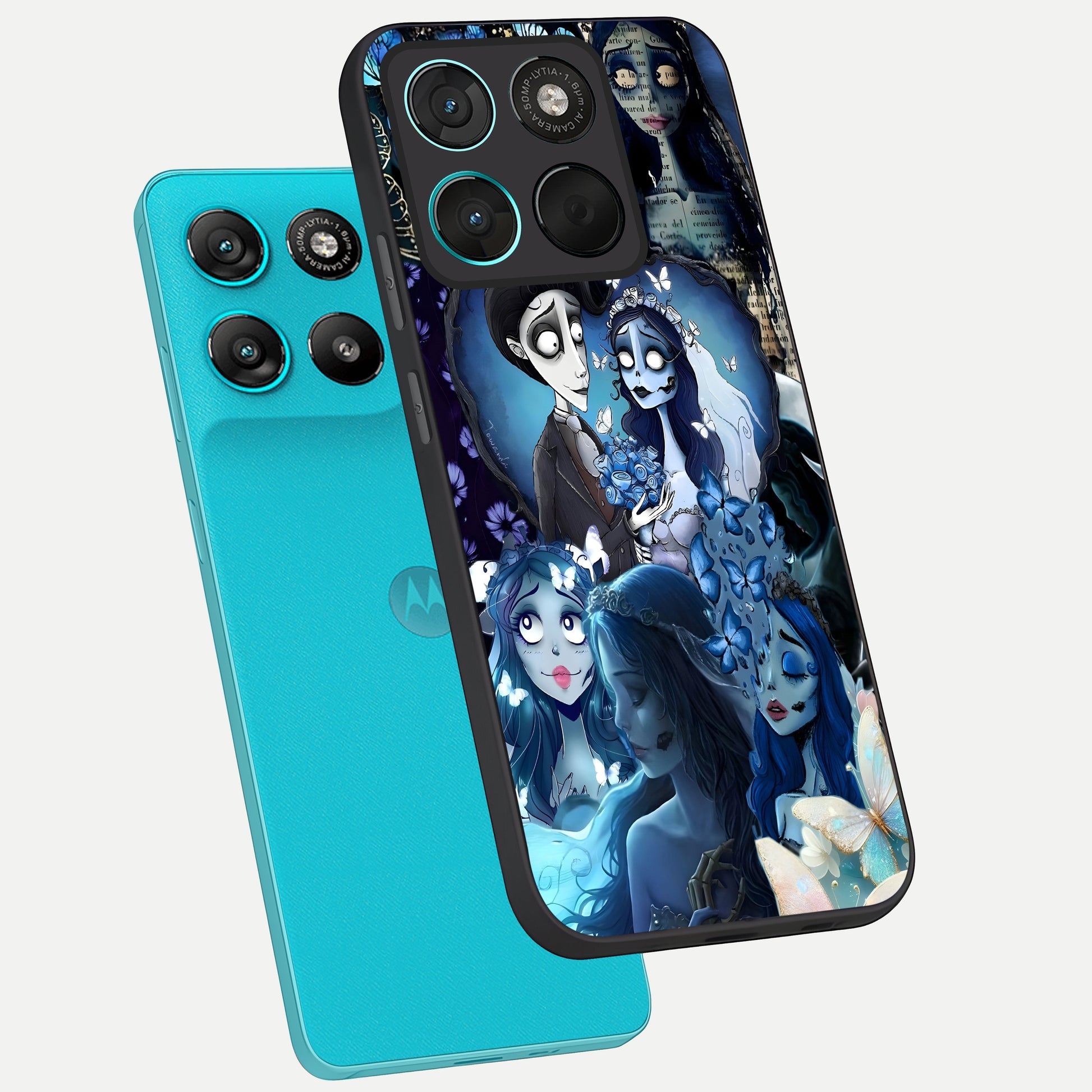  Butterfly Ghost Soul phone case For Moto G57 Power showing premium glass back cover with detailed artwork