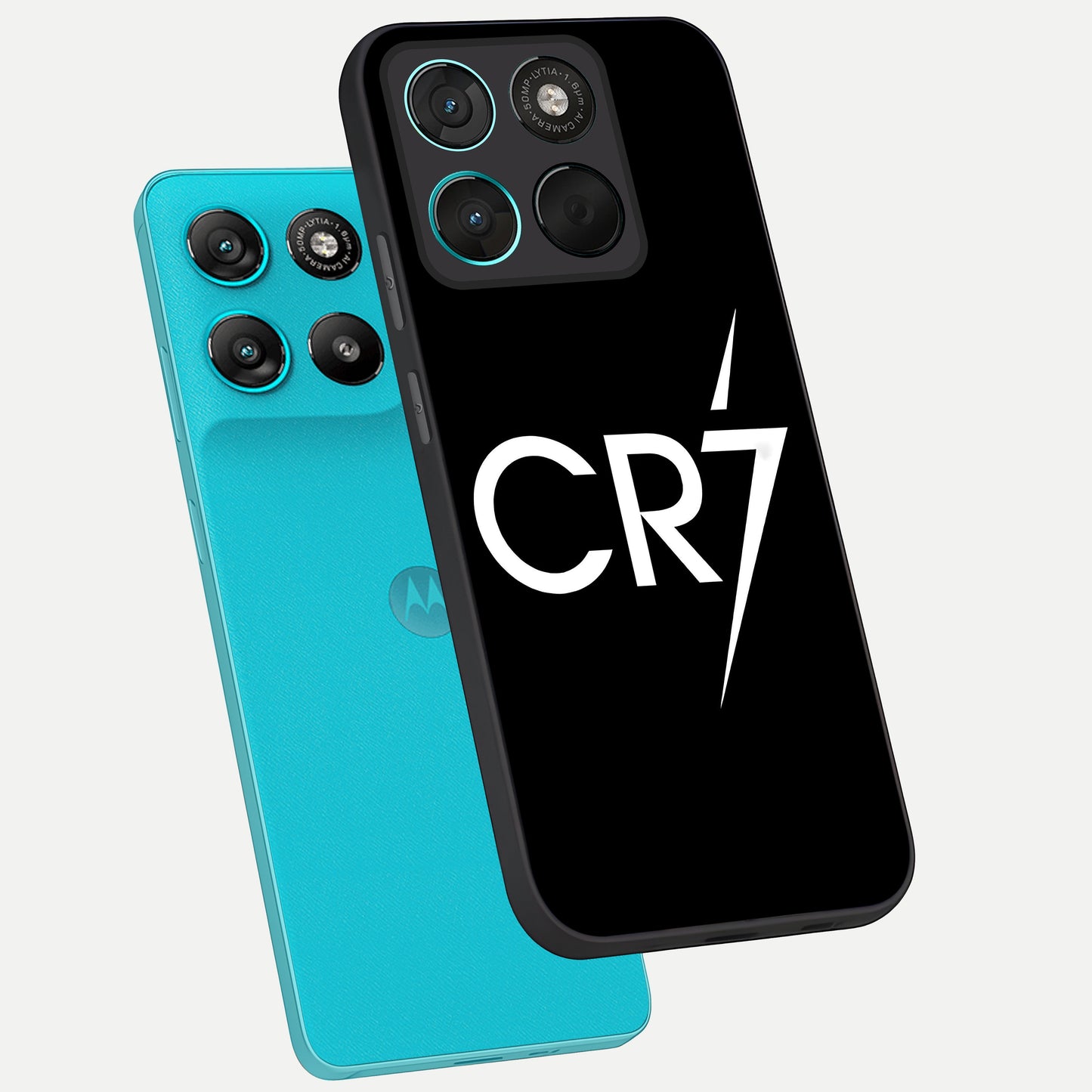  CR7 Elite Strike phone case For Moto G57 Power showing premium glass back cover with detailed artwork