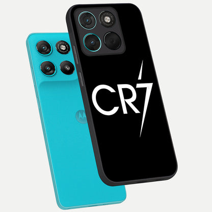  CR7 Elite Strike phone case For Moto G57 Power showing premium glass back cover with detailed artwork