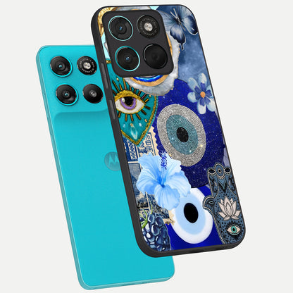  Celestial Blue Vision phone case For Moto G57 Power showing premium glass back cover with detailed artwork