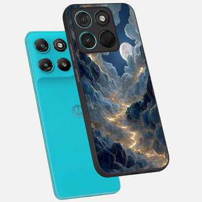  Celestial Cloud Road phone case For Moto G57 Power showing premium glass back cover with detailed artwork