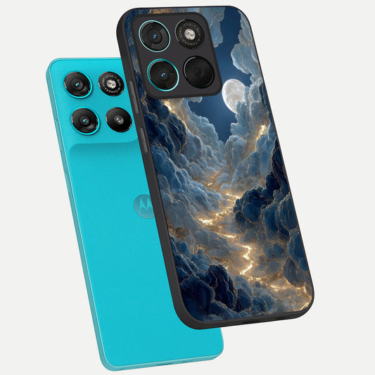 Celestial Cloud Road phone case For Moto G57 Power showing premium glass back cover with detailed artwork