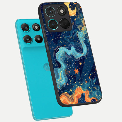  Celestial Dream Flow phone case For Moto G57 Power showing premium glass back cover with detailed artwork