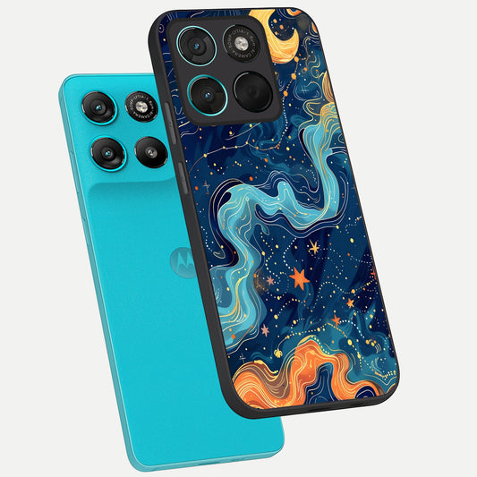  Celestial Dream Flow phone case For Moto G57 Power showing premium glass back cover with detailed artwork
