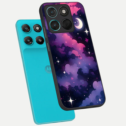  Celestial Moon Magic phone case For Moto G57 Power showing premium glass back cover with detailed artwork