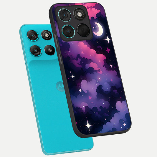  Celestial Moon Magic phone case For Moto G57 Power showing premium glass back cover with detailed artwork